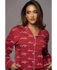 Jluxlabel Red Home For The Holidays Adult Pajama Set