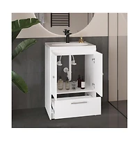 Tuhome Bathroom Vanity with Two Doors, Madison White Mdf
