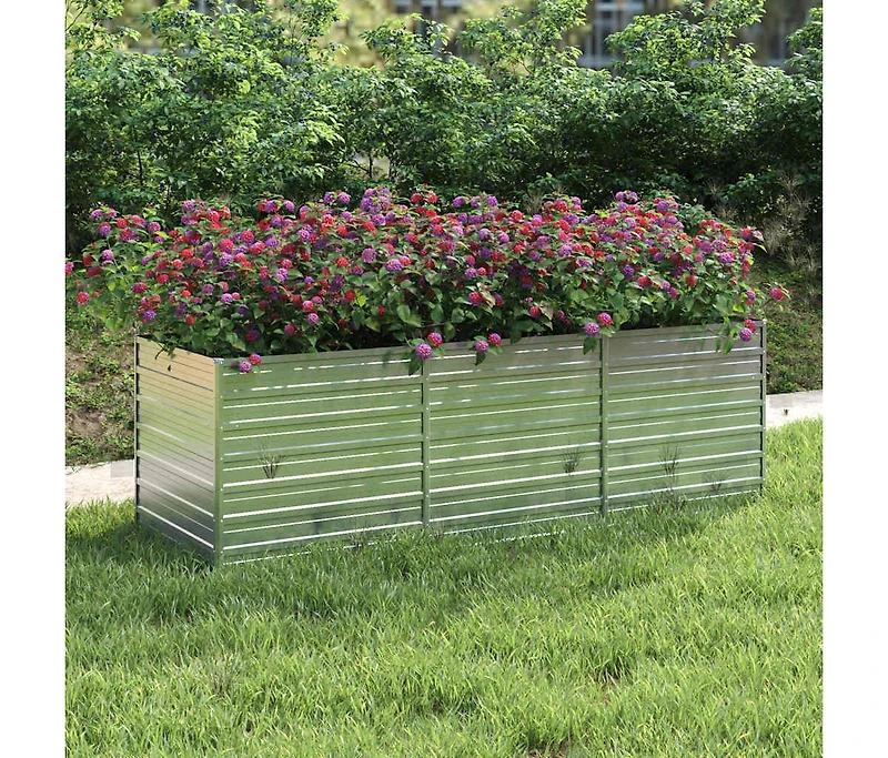 vidaXL Garden Raised Bed Silver Galvanized Steel Large Garden Raised Bed