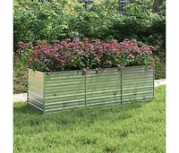 vidaXL Garden Raised Bed Silver Galvanized Steel Large Garden Raised Bed