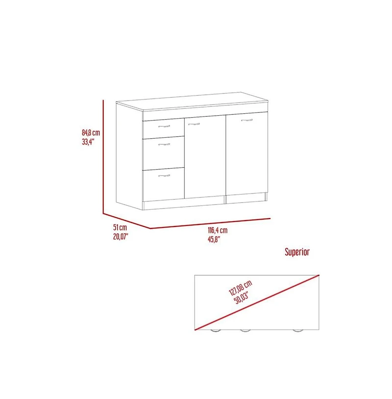 Tuhome Grecia Kitchen Island White / Dark Walnut Mdf