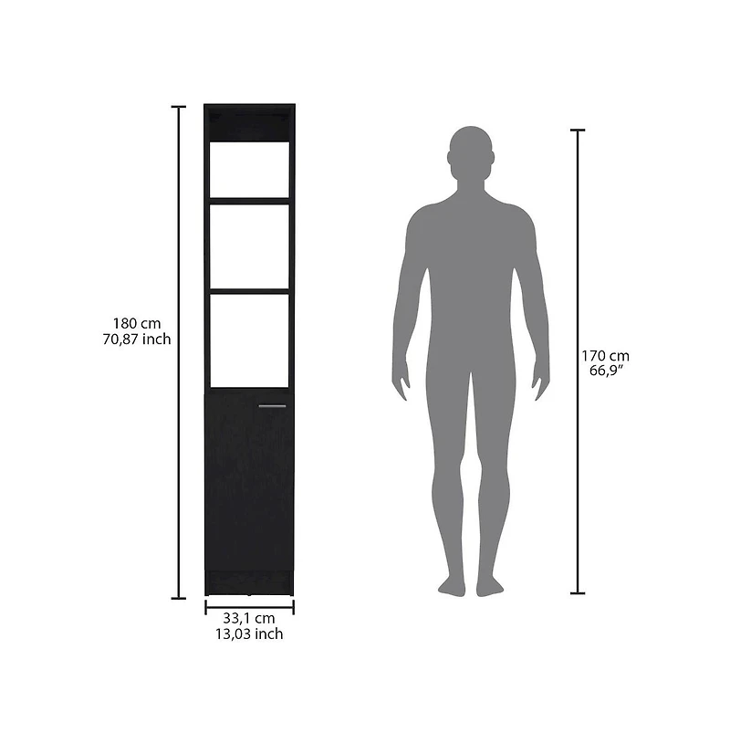 Tuhome Parks Linen Cabinet Black Mdf