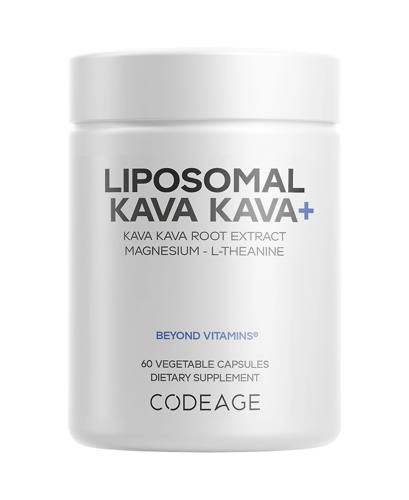 Codeage Liposomal Kava Kava+ Supplement - 500 mg 30% Kavalactones with Magnesium Glycinate - Magnesium Oxide