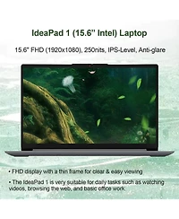 Kuu IdeaPad 1 Home Laptop, 15.6" Fhd Display, Intel Celeron Dual Core Processor, 12GB Ram, 384GB Storage(128GB eMMC + 256GB PCIe), 1 Yr Office 36