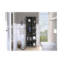 Tuhome Urano Linen Cabinet Smokey Oak Mdf