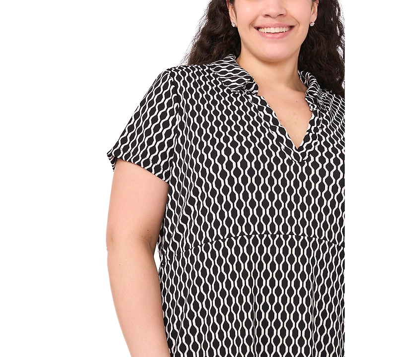 Msk Plus Short Sleeve Printed Maxi Dress