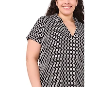 Msk Plus Short Sleeve Printed Maxi Dress