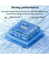 Kuu Laptop Computer, 16GB DDR4 512GB Ssd,Core N95, 15.6" Fhd Ips, 2.4G/5G WiFi, Webcam, Cooling Fan, Fingerprint Unlock, Backlit Keyboard