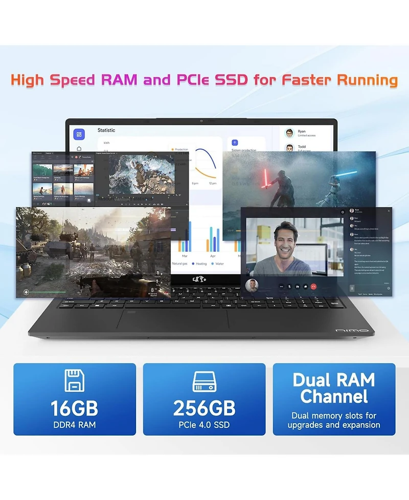 Kuu 17.3" Ips Fhd-Laptop, Intel 6 Cores i3-1215U 16GB Ram 256GB Ssd (Beat Ryzen 5 7520U, Up to 4.4GHz) Computer with 65W GaN Type C Backlit Keybo