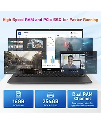 Kuu 17.3" Ips Fhd-Laptop, Intel 6 Cores i3-1215U 16GB Ram 256GB Ssd (Beat Ryzen 5 7520U, Up to 4.4GHz) Computer with 65W GaN Type C Backlit Keybo