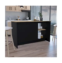 Tuhome Juniper Kitchen Island Black / Macadamia Mdf
