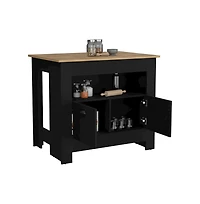 Tuhome Arlet Kitchen Island Black/Macadamia Mdf