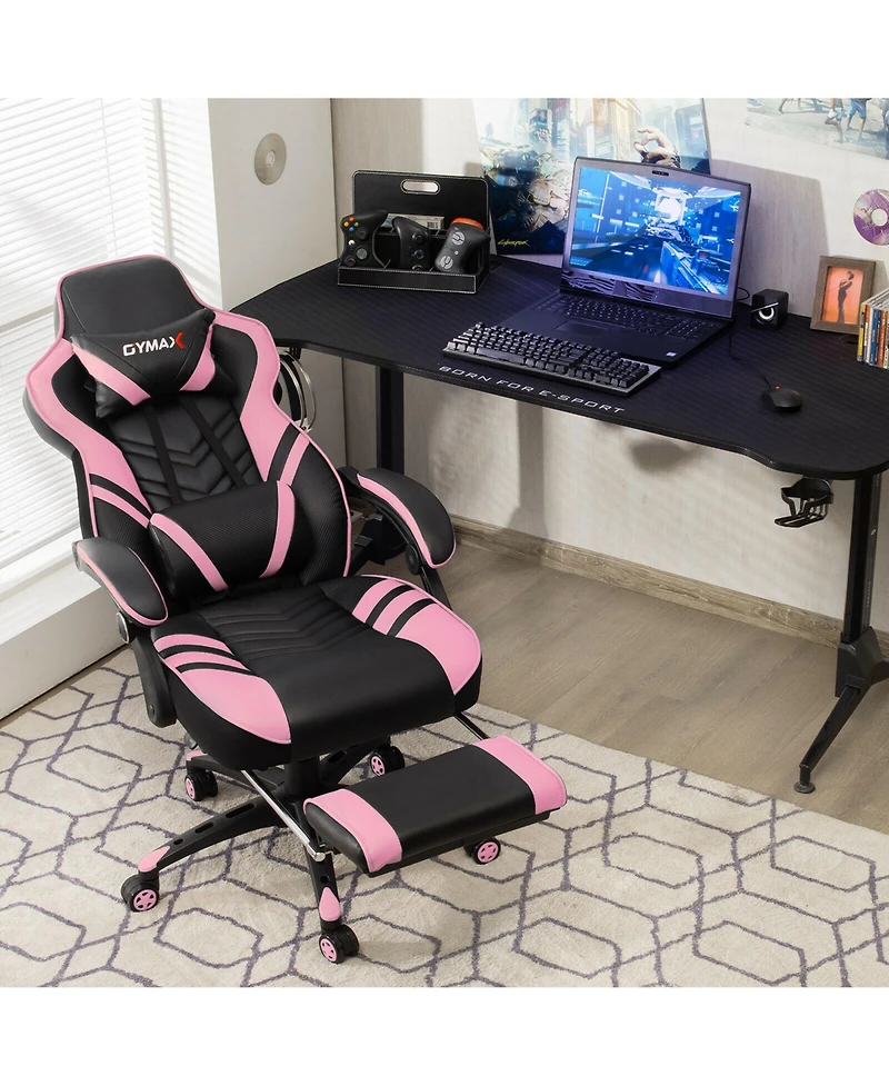 Gymax Office Computer Desk Chair Gaming Adjustable Swivel w/Footrest
