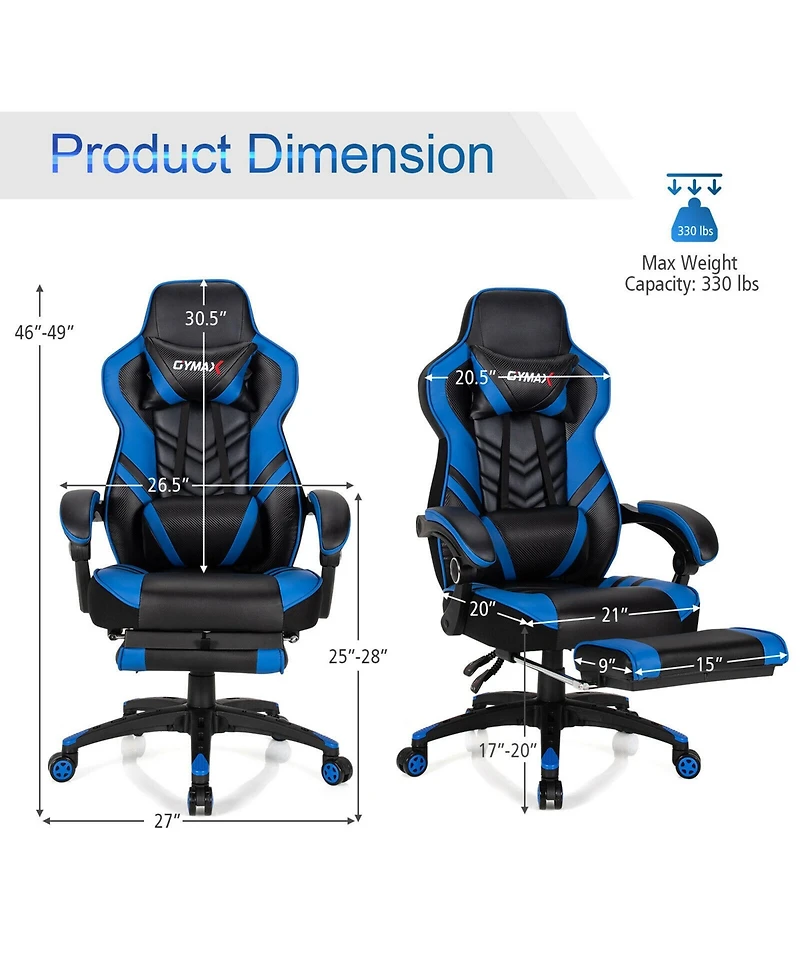 Gymax Office Computer Desk Chair Gaming Adjustable Swivel w/Footrest