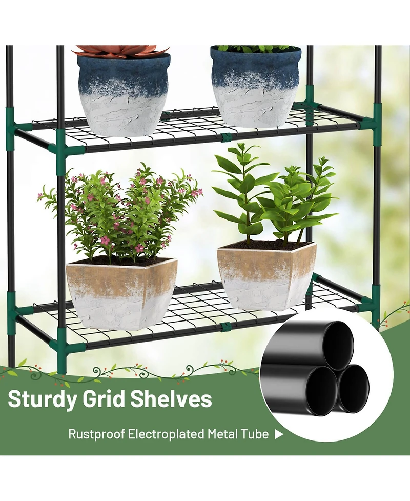 Costway Portable Mini Walk In Outdoor 4 Tier 8 Shelves Greenhouse