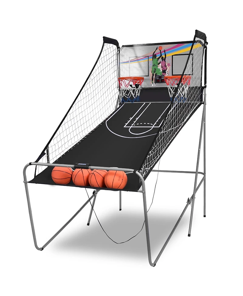 Dual Led Electronic Shot Basketball Arcade Game with 8 Game Modes 4 Balls Foldable