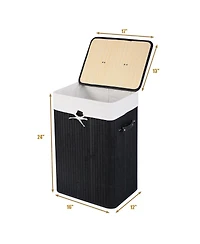 Rectangle Bamboo Hamper Laundry Basket Washing Cloth Bin Lid