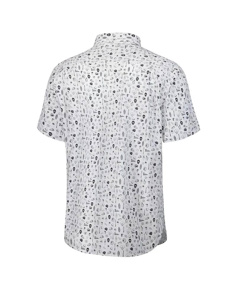 Tommy Bahama Men's Gray Chicago Cubs Nova Wave Riptide Rally Camp Button-Up Short Sleeve Shirt