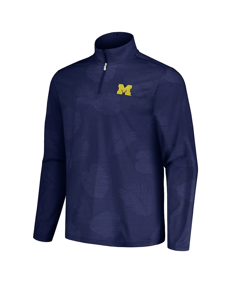 Tommy Bahama Men's Navy Michigan Wolverines Delray Frond IslandZone Half-Zip Jacket