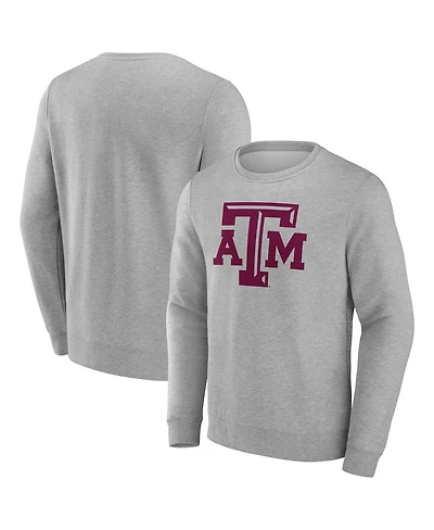 Fanatics Men's Heather Gray Texas A M Aggies Applique Fleece Pullover Sweatshirt