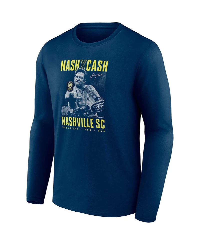Fanatics Men's Navy Nashville Sc Johnny Cash Finger Long Sleeve T-Shirt