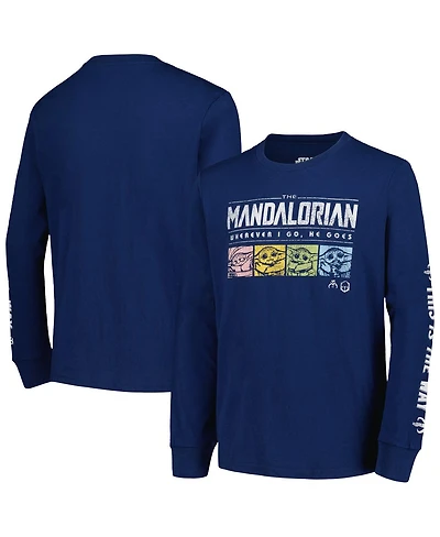 Mad Engine Big Boys and Girls the Mandalorian Baby Yoda Retro Pop Long Sleeve T-Shirt