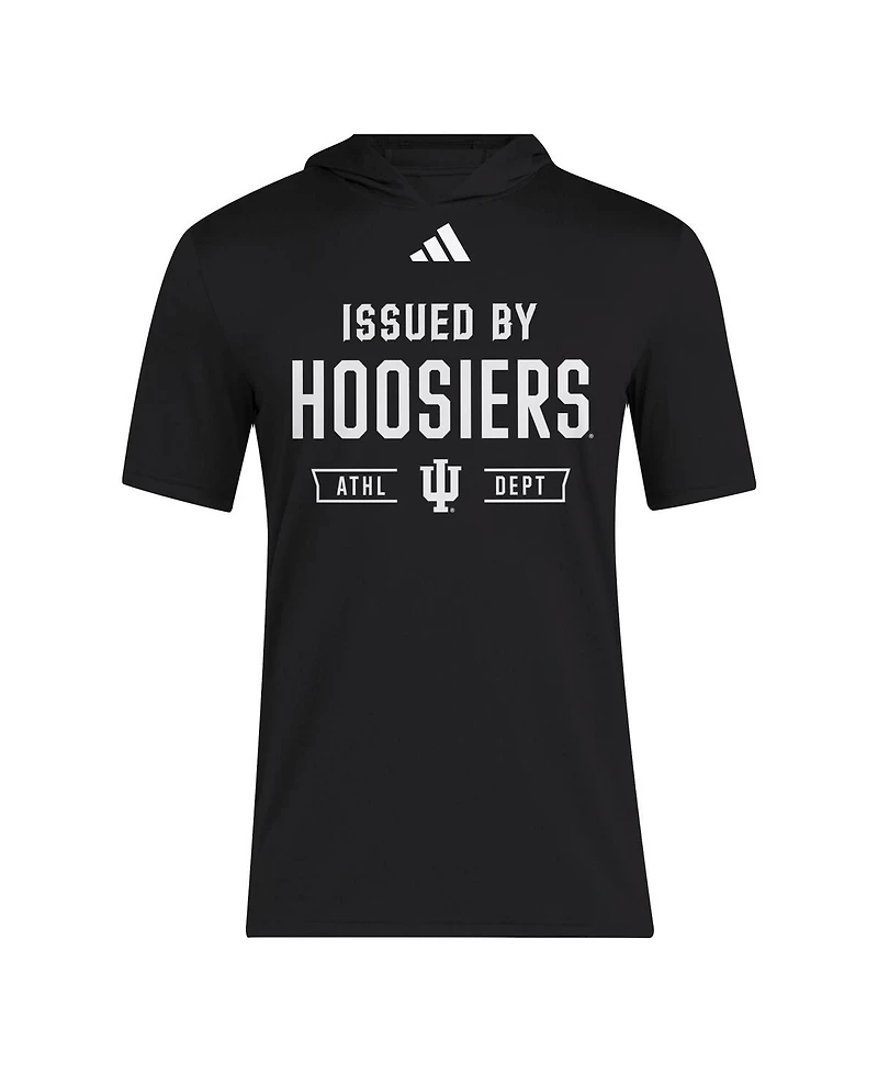 Adidas Men's Black Indiana Hoosiers 2025 Areoready Sideline Training Hooded T-Shirt