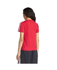 Adidas Women's Red Liverpool Three-Stripes T-Shirt