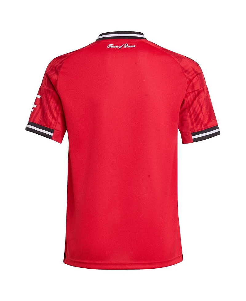 Adidas Big Boys and Girls Red Manchester United Home 2025/26 Replica Jersey