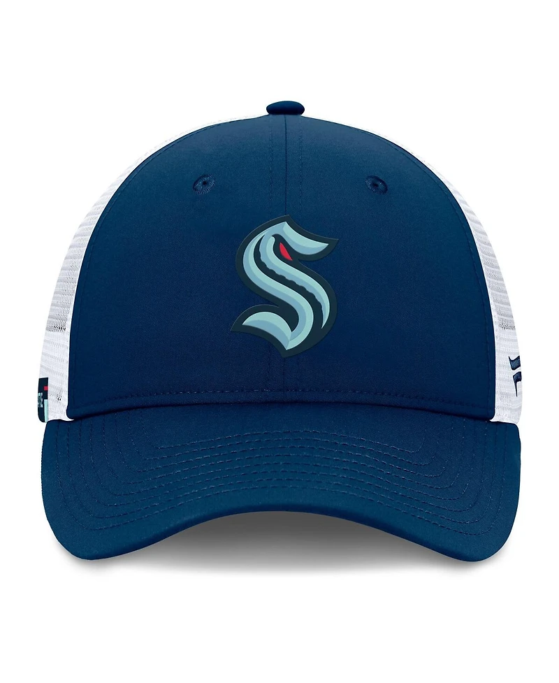 Fanatics Men's Deep Sea Blue/White Seattle Kraken Authentic Pro Simple Rink Trucker Adjustable Hat