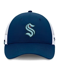 Fanatics Men's Deep Sea Blue/White Seattle Kraken Authentic Pro Simple Rink Trucker Adjustable Hat