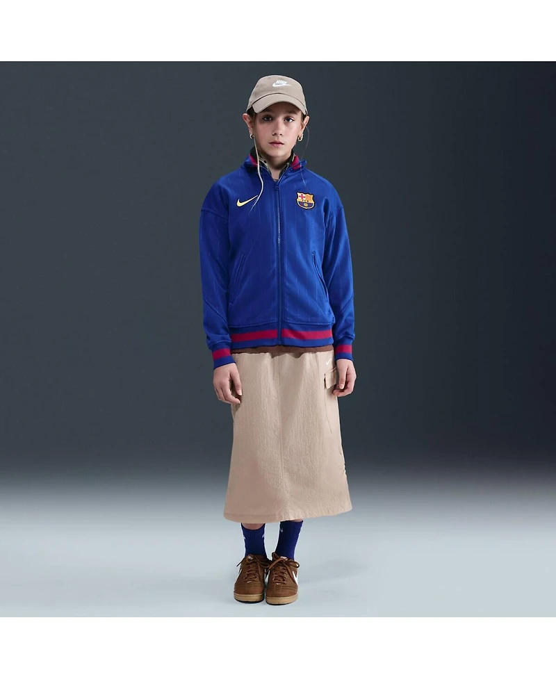 Nike Big Boys and Girls Blue Barcelona 2025/26 Home Academy Pro Anthem Performance Full-Zip Jacket