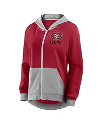 Logo Athletic Women's Scarlet San Francisco 49ers Hit It French Terry Full-Zip Hoodie