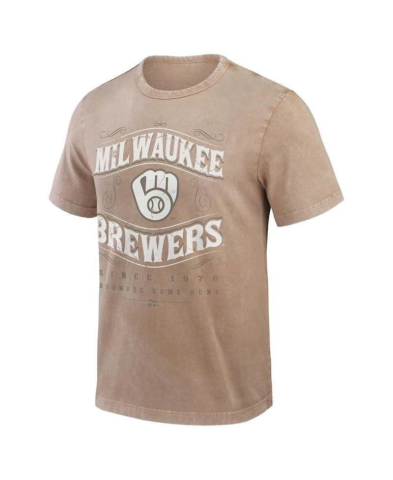 Darius Rucker Collection by Fanatics Men's Tan Milwaukee Brewers Sun Faded T-Shirt