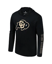 Colosseum Men's Black Colorado Buffaloes Color Pop Active Blend 2-Hit Long Sleeve Hooded T-Shirt