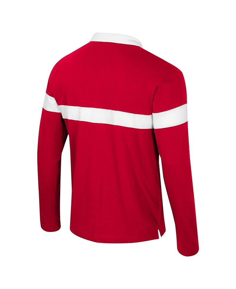 Colosseum Men's Red Utah Utes Too Cool for School Long Sleeve Polo Shirt