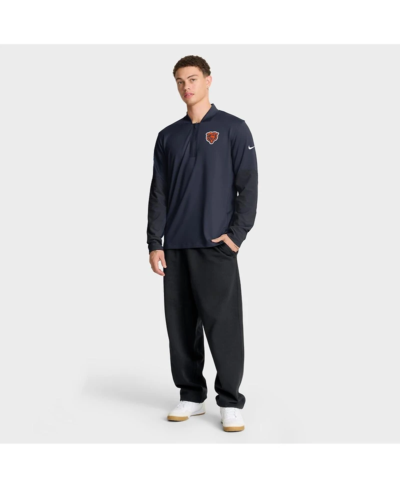 Nike Men's Navy Chicago Bears Sideline Feel the Pressure Performance Half-Zip Pullover Sweatshirt