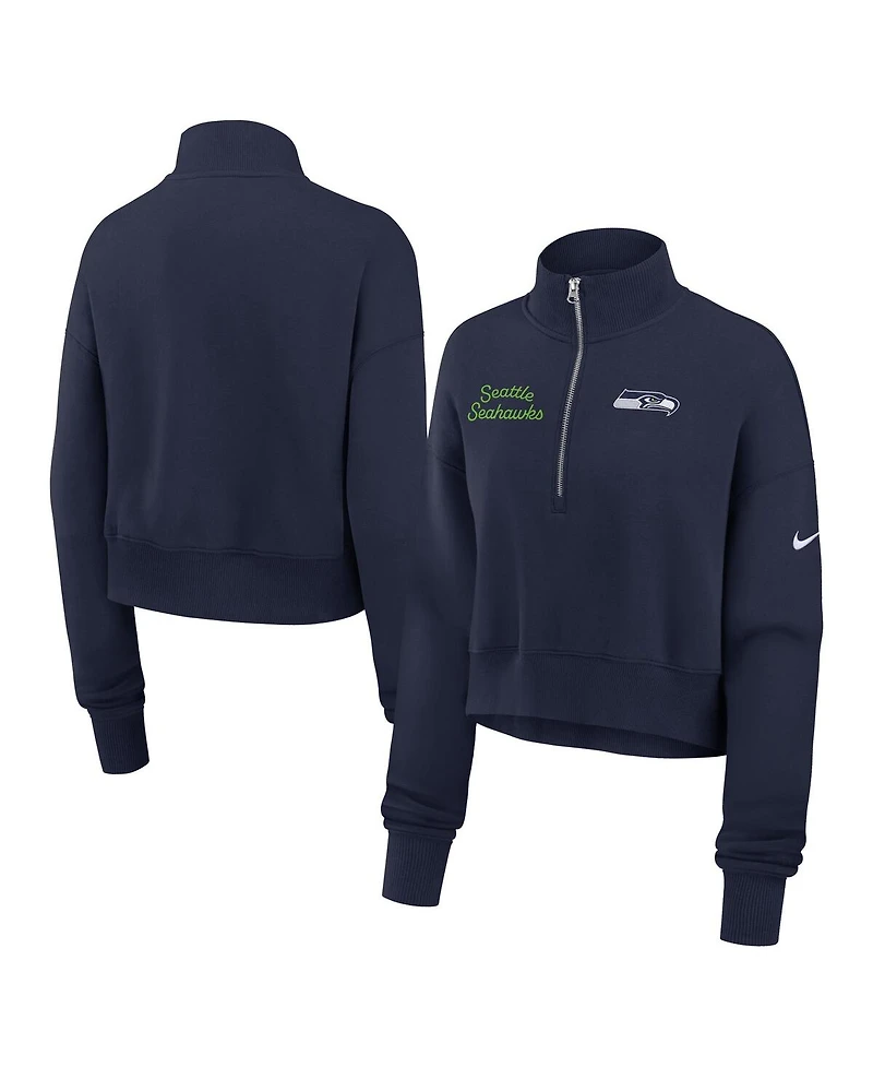 Nike Women's College Navy Seattle Seahawks Primetime Phoenix Half-Zip Sweatshirt