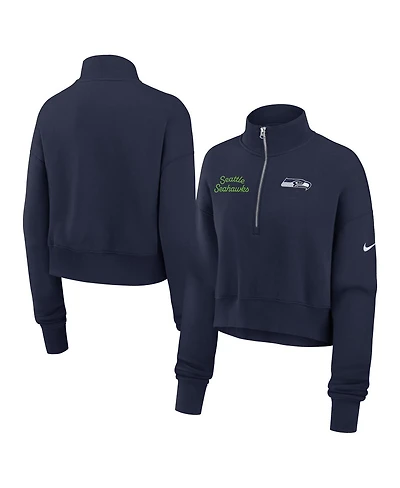 Nike Women's College Navy Seattle Seahawks Primetime Phoenix Half-Zip Sweatshirt
