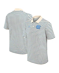 Jordan Men's Tan/Carolina Blue North Carolina Tar Heels Striped Primary Logo Performance Polo Shirt