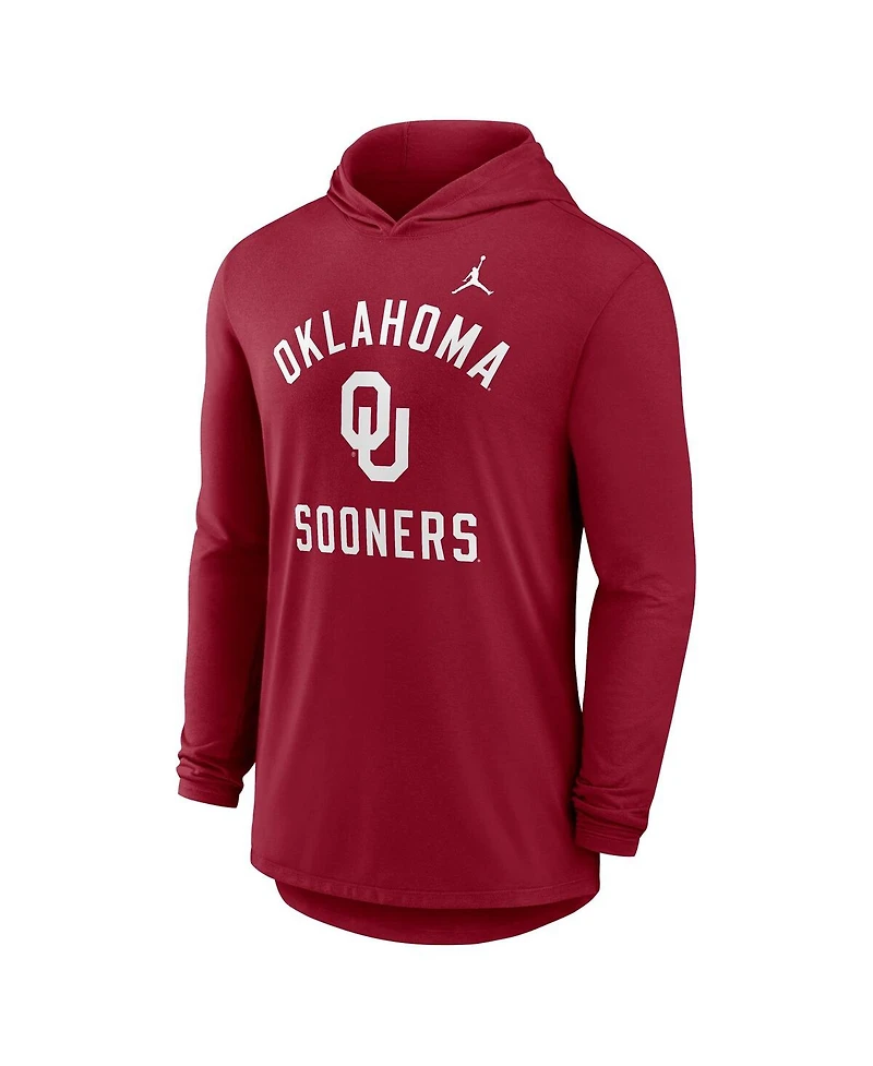 Jordan Men's Crimson Oklahoma Sooners Classic Arch Tri-Blend Long Sleeve Hoodie T-Shirt