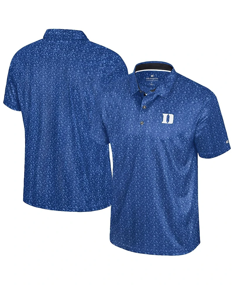 Colosseum Men's Royal Duke Blue Devils Football Print Polo Shirt