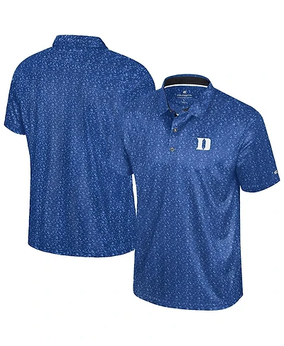 Colosseum Men's Royal Duke Blue Devils Football Print Polo Shirt