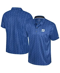 Colosseum Men's Royal Duke Blue Devils Football Print Polo Shirt
