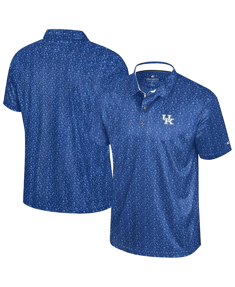 Colosseum Men's Royal Kentucky Wildcats Football Print Polo Shirt