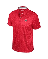 Colosseum Men's Scarlet Ohio State Buckeyes Football Print Polo Shirt