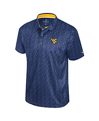 Colosseum Men's Navy West Virginia Mountaineers Football Print Polo Shirt