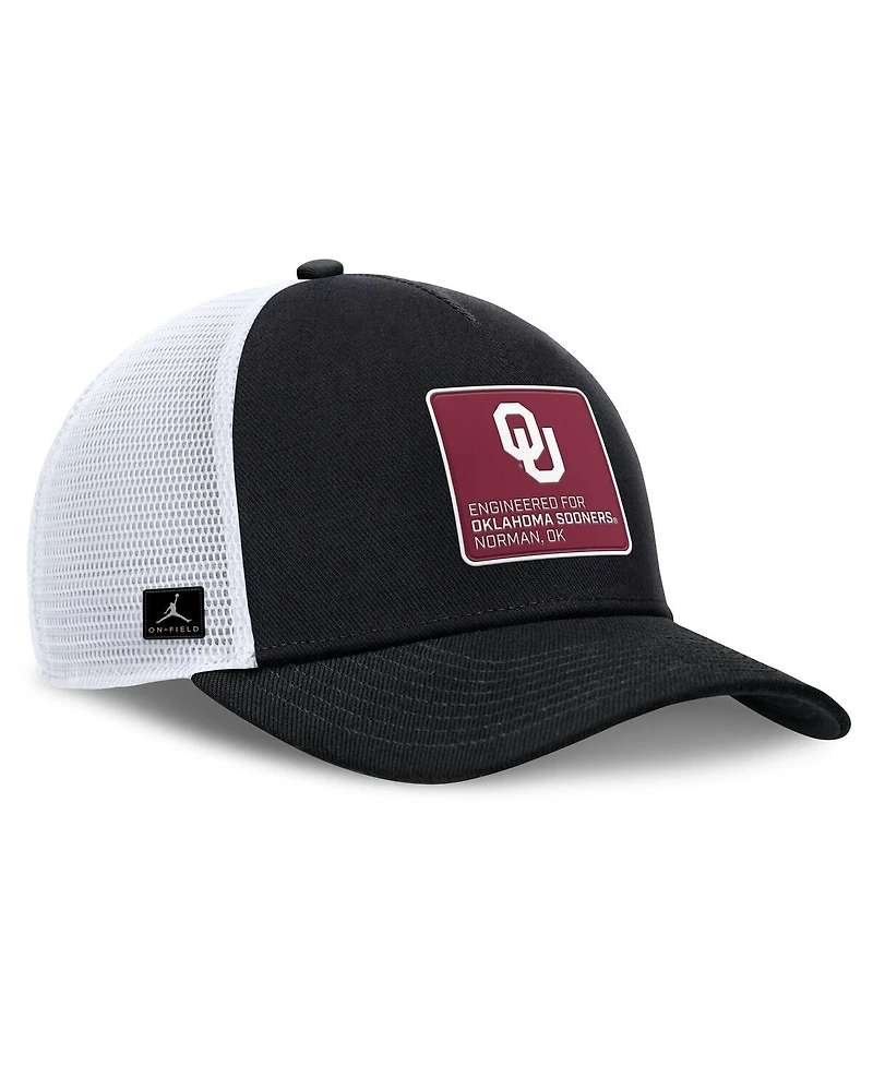 Jordan Men's Black/White Oklahoma Sooners 2025 On-Field Rise Engineered Trucker Adjustable Hat