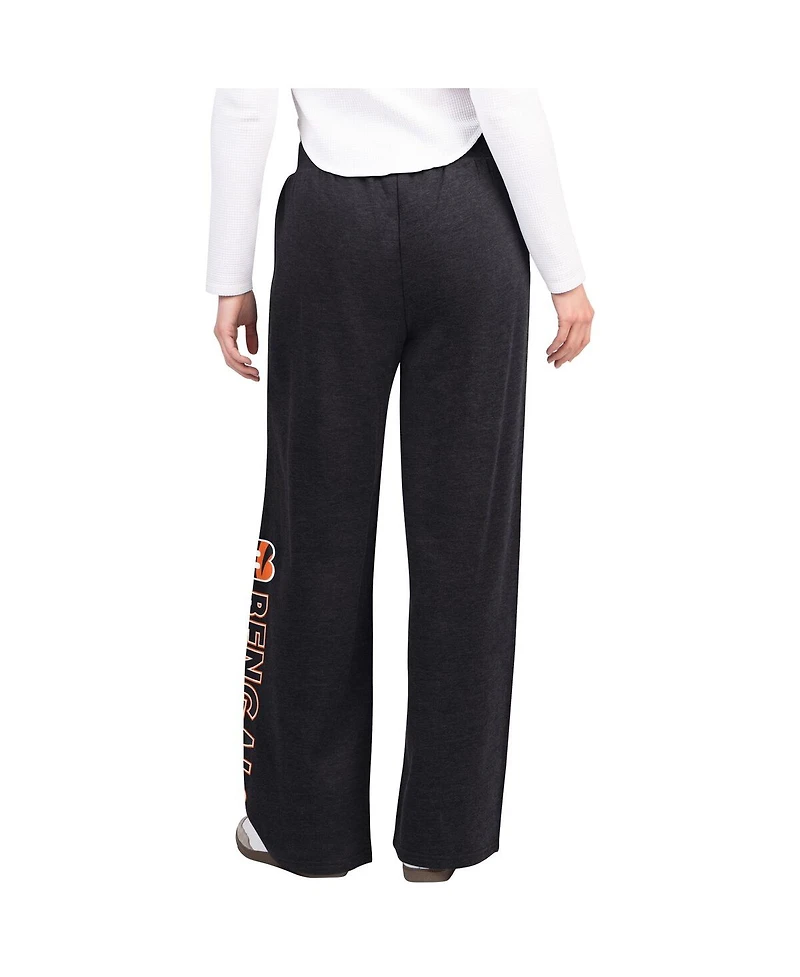 G-iii 4Her by Carl Banks Women's Black Cincinnati Bengals Field Wide Leg Sweatpants