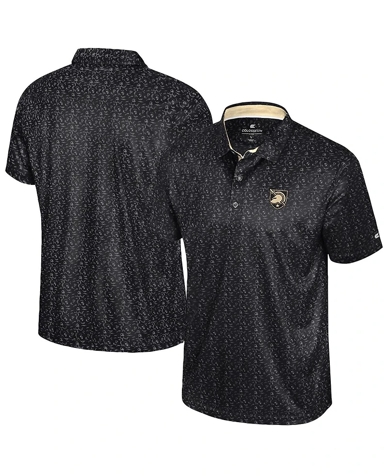 Colosseum Men's Black Army Black Knights Football Print Polo Shirt